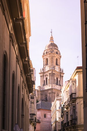 MALAGA, SPAIN - JANUARY 23: View on cathedral in sunlight on January 23 in Malaga, Spainのeditorial素材