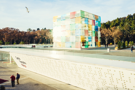 MALAGA, SPAIN - JANUARY 23: Pompidou centre on January in Malaga, Spain. It is the second most populous city of Andalusia and the sixth largest in Spain.のeditorial素材