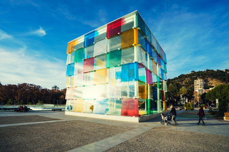 MALAGA, SPAIN - JANUARY 23: Pompidou centre on January in Malaga, Spain. It is the second most populous city of Andalusia and the sixth largest in Spain.のeditorial素材