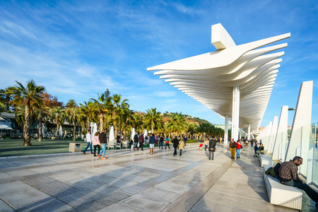 MALAGA, SPAIN - JANUARY 23: Palmeral de las sorpresas (Malaga port) in January 23 in Malaga, Spainのeditorial素材