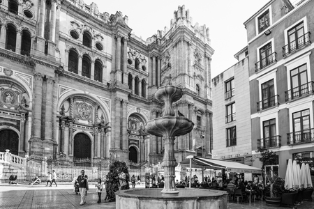 MALAGA, SPAIN - JANUARY 23: View on cathedral in sunlight on January 23 in Malaga, Spainのeditorial素材