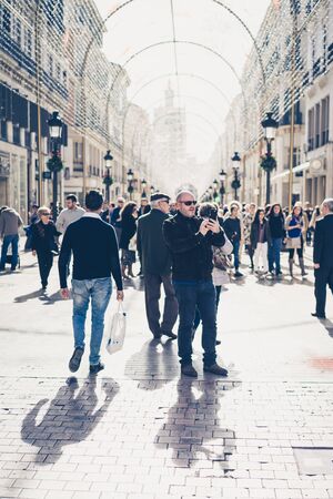 MALAGA, SPAIN - JANUARY 23: Larios Street on January 23 in Malaga, Spain. It is the second most populous city of Andalusia and the sixth largest in Spain.のeditorial素材