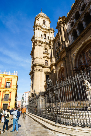 MALAGA, SPAIN - JANUARY 23: View on cathedral in sunlight on January 23 in Malaga, Spainのeditorial素材