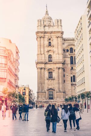 MALAGA, SPAIN - JANUARY 23: View on cathedral in sunlight on January 23 in Malaga, Spainのeditorial素材