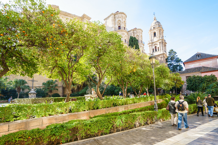 MALAGA, SPAIN - JANUARY 23: View on cathedral in sunlight on January 23 in Malaga, Spainのeditorial素材