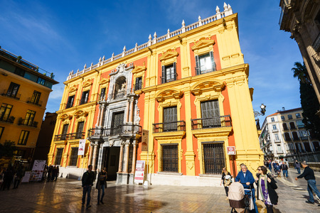 MALAGA, SPAIN - JANUARY 23: Obispo Square on January 23 in Malaga, Spain. It is the second most populous city of Andalusia.のeditorial素材