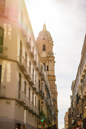 MALAGA, SPAIN - JANUARY 23: View on cathedral in sunlight on January 23 in Malaga, Spainのeditorial素材