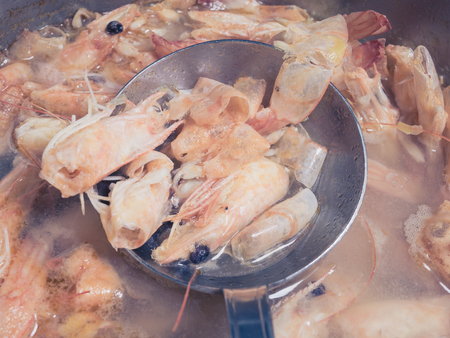 cooking shrimpの写真素材
