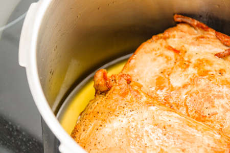 cooking pork loinの写真素材