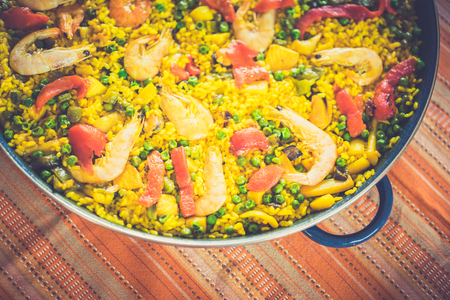 Close-up of delicious paellaの写真素材
