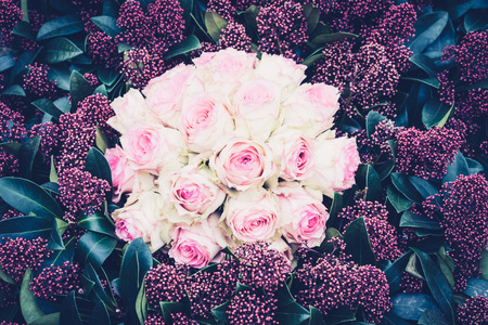 Beautiful tender bouquet in close-upの写真素材