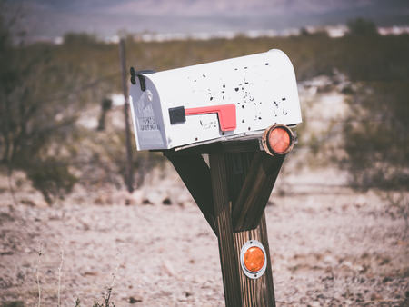 ARIZONA, USA - SEPTEMBER 06: Old mailboxes in historic Route 66 on September 06, 2015 in Arizona, United States. Route 66 was established on November 11, 1926のeditorial素材
