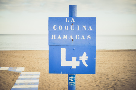 Blue billboard at the beachの写真素材