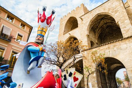 VALENCIA,SPAIN - MARCH 18: Las Fallas,papermache models are constructed then burnt in the traditional celebration in praise of St Joseph on March 18,2016 in Valencia,Spain.のeditorial素材