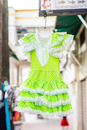 Typical colored Spanish flamenco dressの写真素材