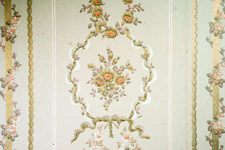 Close-up of brown vintage patterned materialの写真素材