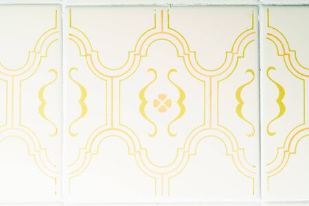 Old ceramic tiles with beautiful pattern in close-upの写真素材