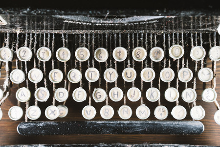 Close-up of dirty ancient typewriter.From above