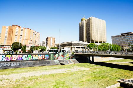 MALAGA,SPAIN - 28 MAY 2016: Panoramic view on Guadalmedina river embankmentのeditorial素材