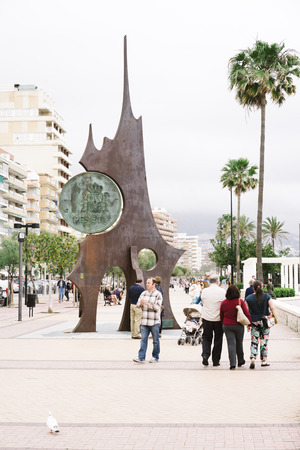 FUENGIROLA,SPAIN - 1 MAY 2016: View on Coin monument in city street in against of overcast skyのeditorial素材