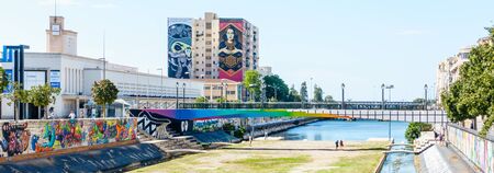 MALAGA,SPAIN - 28 MAY 2016: Panoramic view on Guadalmedina river embankmentのeditorial素材