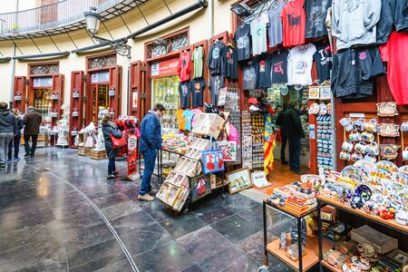 VALENCIA, SPAIN - MARCH 10: Shopping in the Plaza Redonda, historic centre of Valencia on March 10, 2016 in Valencia, Spain.のeditorial素材