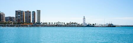 MALAGA,SPAIN - 28 MAY 2016: Panoramic view on Malaga port in sunlightのeditorial素材