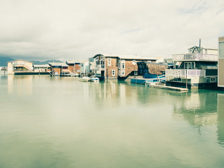 SAUSALITO, USA - SEPTEMBER 16: boats on September 16, 2015 in California, United States. This community is situated near the northern end of the Golden Gate Bridge.のeditorial素材