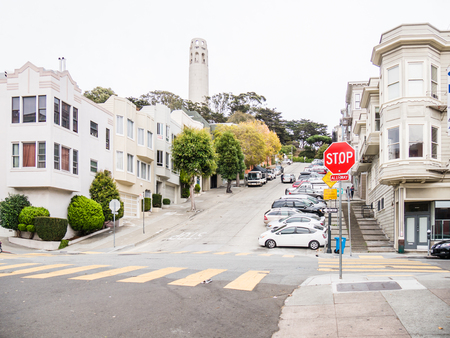 SAN FRANCISCO, USA - SEPTEMBER 15: Filbert Street on September 15, 2015 in San Francisco,...