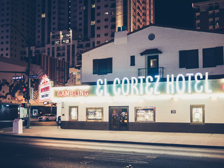 LAS VEGAS, USA - SEPTEMBER 09: Fremont Street on September 09, 2015 in Las Vegas, United States. It is an internationally renowned major resort city known primarily for gambling, shopping, fine dining and nightlife.のeditorial素材