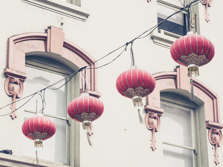 SAN FRANCISCO, USA - SEPTEMBER 15: Chinatown street on September 15, 2015 in San Francisco, California, United States. San Francisco was founded on June 29, 1776.のeditorial素材