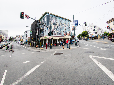 SAN FRANCISCO, USA - SEPTEMBER 15: Little Italy street on September 15, 2015 in San Francisco, California, United States. San Francisco was founded on June 29, 1776.のeditorial素材