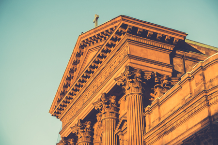 Philadelphia, Pennsylvania, USA - 16 October, 2016: Top of columns placed on Cathedral Basilica of Saints Peter & Paul.のeditorial素材