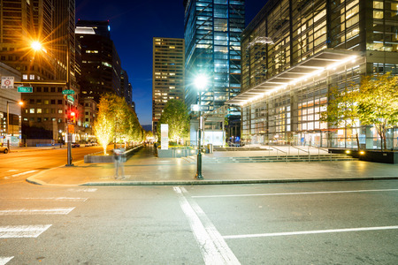 Philadelphia, Pennsylvania, USA - 16 October, 2016: Illuminated street in night time.のeditorial素材