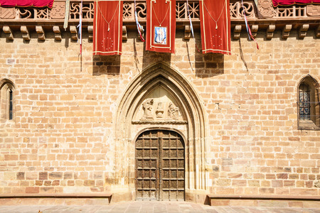 Ezcaray, La Rioja, Spain - 25.09.2016: St Mary Parish. The town is situated at the base of the San Lorenzo peak and is 13 km from the Valdezcaray ski area.のeditorial素材