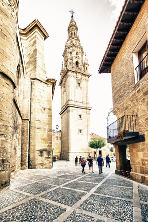 Santo Domingo de la Calzada, La Rioja, Spain - 09.12.2016: Cathedral in the Mayor Streetのeditorial素材