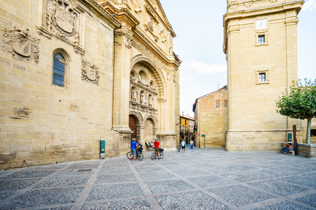 Santo Domingo de la Calzada, La Rioja, Spain - 09.12.2016: Cathedral in the Mayor Streetのeditorial素材