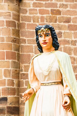 Ezcaray, La Rioja, Spain - 25.09.2016 Front view of masquarade street. Vertical outdoor shotのeditorial素材