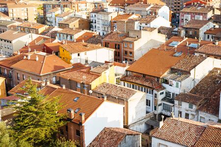 Santo Domingo de la Calzada, La Rioja, Spain - 09.12.2016: Aerial view of city in sunlight.のeditorial素材