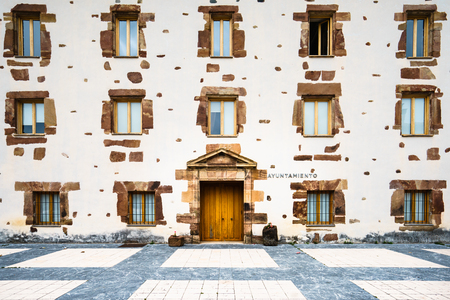 Ezcaray, La Rioja, Spain - 25.09.2016  View of old city hall building. The town is situated at the base of the San Lorenzo peak and is 13 km from the Valdezcaray ski area.のeditorial素材