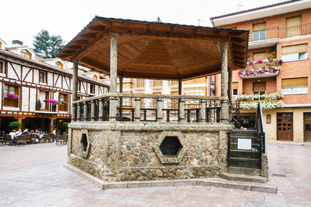 Ezcaray, La Rioja, Spain - 25.09.2016  Torremuzquiz Square. The town is situated at the base of the San Lorenzo peak and is 13 km from the Valdezcaray ski area.のeditorial素材