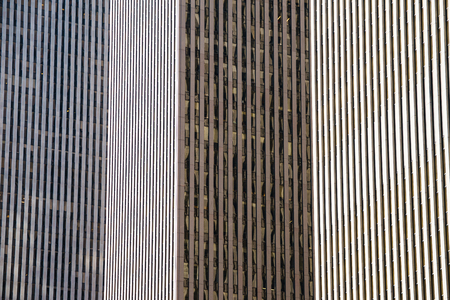 City view of sunlight between crop skyscrapers.