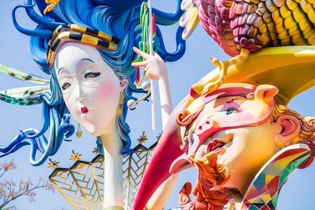 VALENCIA,SPAIN - MARCH 15: Las Fallas,papermache models are constructed then burnt in the traditional celebration in praise of St Joseph on March 15,2017 in Valencia,Spain.のeditorial素材