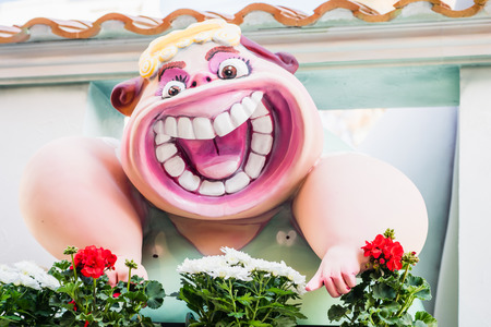 VALENCIA,SPAIN - MARCH 15: Las Fallas,papermache models are constructed then burnt in the traditional celebration in praise of St Joseph on March 15,2017 in Valencia,Spain.のeditorial素材