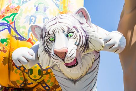 VALENCIA,SPAIN - MARCH 15: Las Fallas,papermache models are constructed then burnt in the traditional celebration in praise of St Joseph on March 15,2017 in Valencia,Spain.のeditorial素材