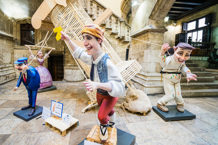 VALENCIA,SPAIN - MARCH 15: Las Fallas,papermache models are constructed then burnt in the traditional celebration in praise of St Joseph on March 15,2017 in Valencia,Spain.のeditorial素材