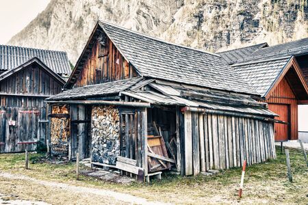 Classic view of Hallstatt village in Alps, Austriaのeditorial素材