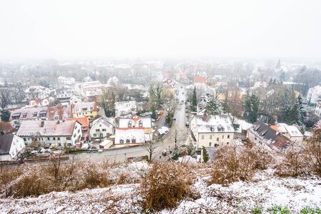 View on Dachau winter landscape in Bavaria, Germanyの写真素材