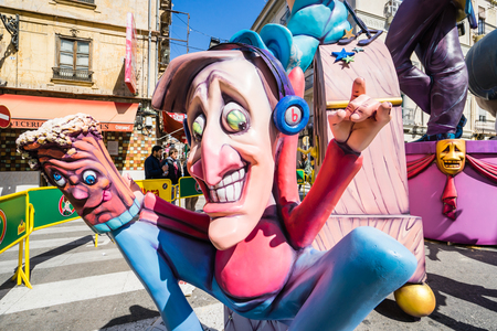 VALENCIA,SPAIN - MARCH 15: Las Fallas,papermache models are constructed then burnt in the traditional celebration in praise of St Joseph on March 15,2017 in Valencia,Spain.のeditorial素材