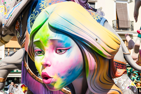VALENCIA,SPAIN - MARCH 15: Las Fallas,papermache models are constructed then burnt in the...